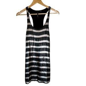 Joe's Jeans Black silver sequin striped racerback mini dress size small